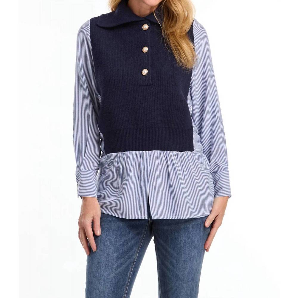 NEW FDJ mix media sweater in navy